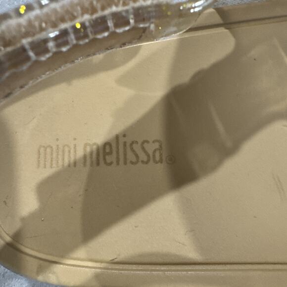 Mini Melissa Beach Slide Sandals Toddlers Girls 10 Tan Gold Glitter Slingback - Picture 7 of 9